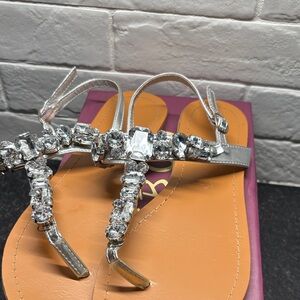 BAMBOO Silver Crystal Sandals